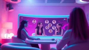 Engage in free AI sex chat with interactive virtual characters in a vibrant digital space.
