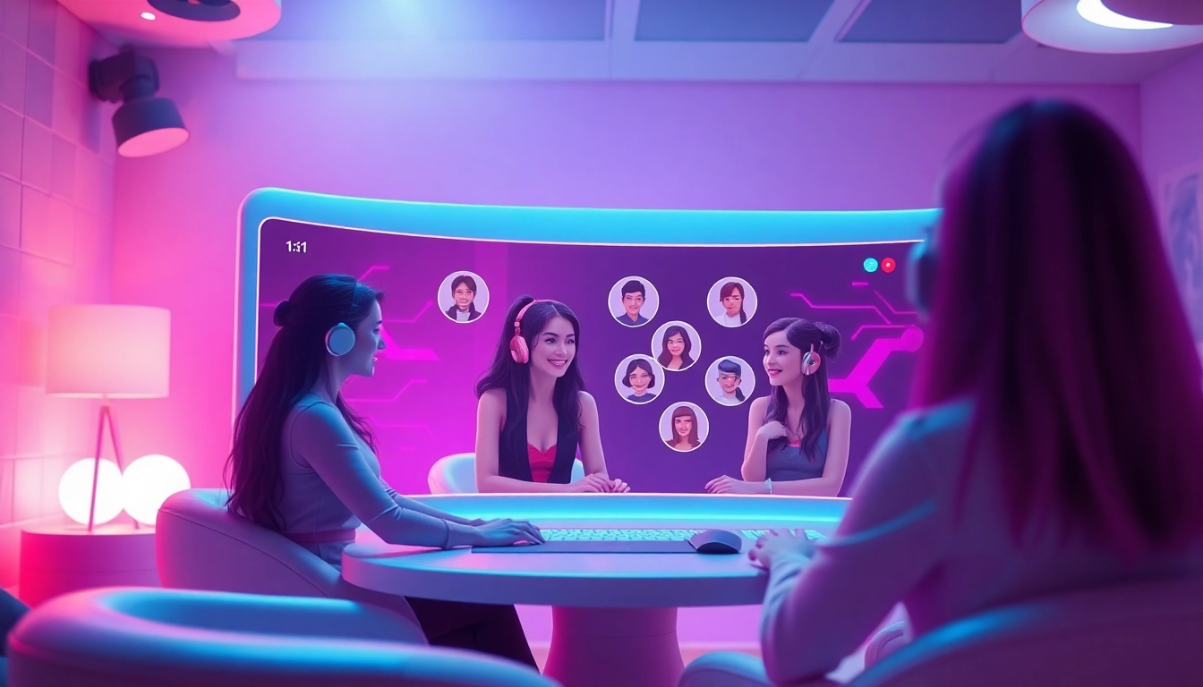 Engage in free AI sex chat with interactive virtual characters in a vibrant digital space.
