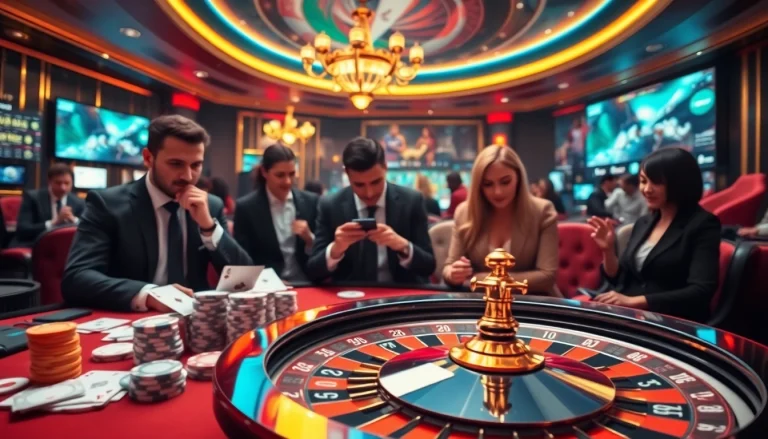 Experience the excitement of online gambling with a focus on link 12bet in an elegant casino setting.