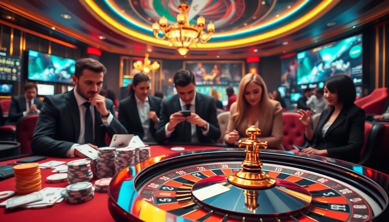 Experience the excitement of online gambling with a focus on link 12bet in an elegant casino setting.