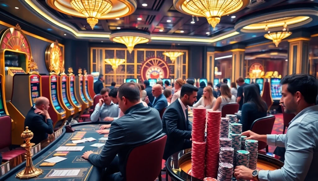 Vivez l'excitation au Meilleurs Casino Crypto avec des joueurs variés autour des tables de poker et des machines à sous.
