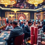 Vivez l'excitation au Meilleurs Casino Crypto avec des joueurs variés autour des tables de poker et des machines à sous.