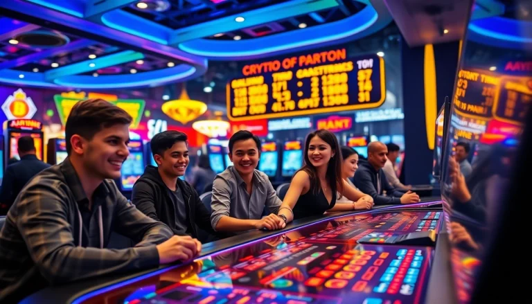 Profitez d'une expérience immersive dans un crypto online casino animé, rempli de joueurs passionnés.