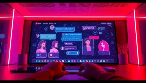 Engaging ai nsfw chat interface showcasing customizable AI characters in an inviting setting.