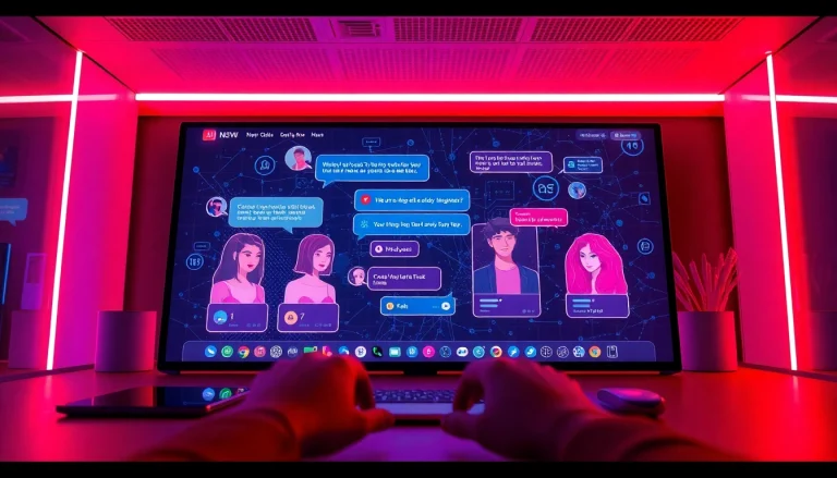 Engaging ai nsfw chat interface showcasing customizable AI characters in an inviting setting.
