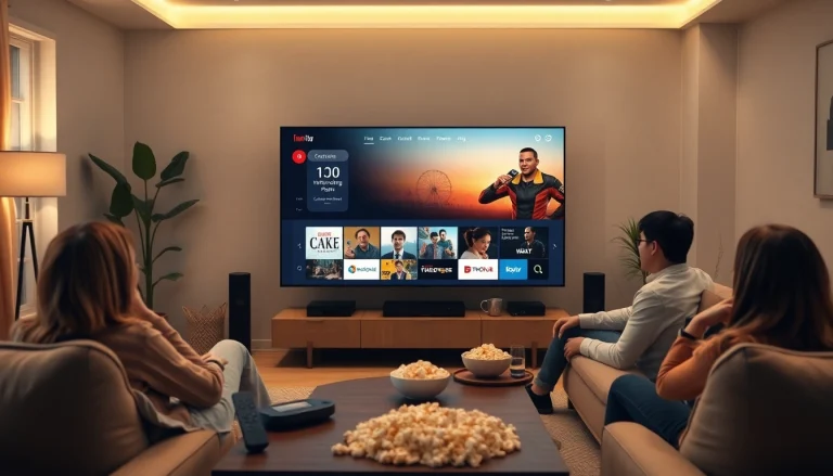 Iron TV Pro interface on a Smart TV in a cozy living room setting, showcasing family entertainment.