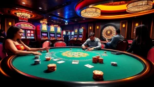 Experience the excitement of gambling with DA88 at a luxurious casino poker table.