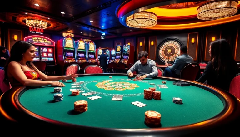 Experience the excitement of gambling with DA88 at a luxurious casino poker table.