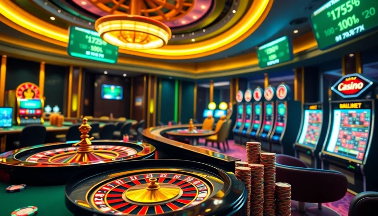 Engaging scene showcasing meilleurs casino crypto with vibrant roulette and poker elements.