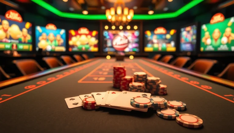 Jouer au meilleur casino france en ligne avec des cartes et jetons lumineux pour une expérience immersive.